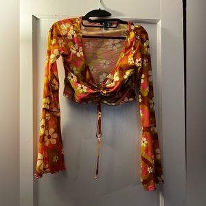 Misty morning floral crop top